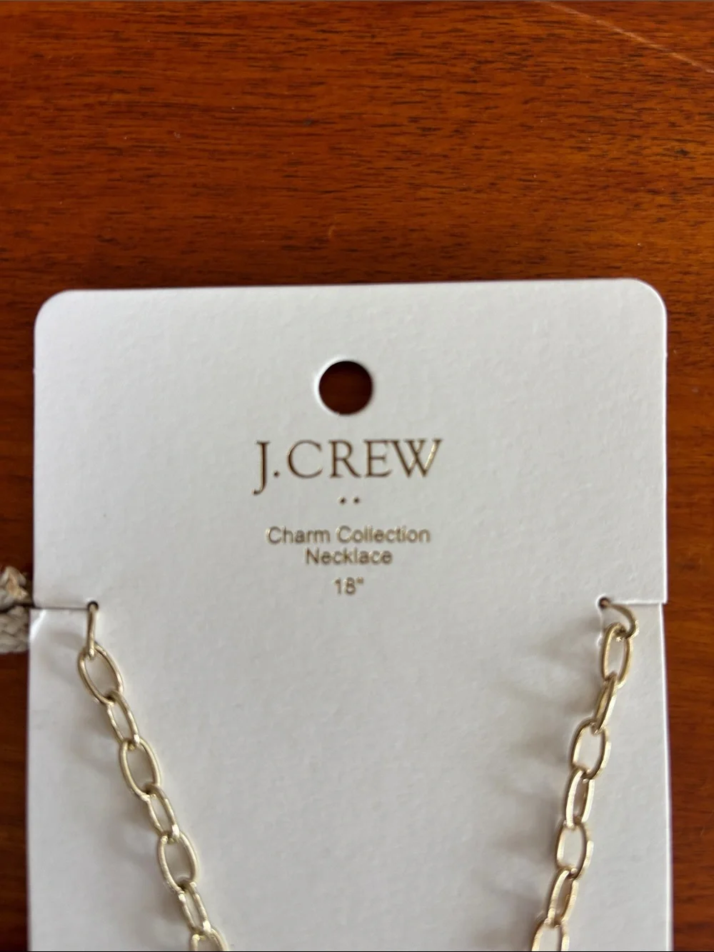 J. Crew Gold-Tone Open Link Necklace with Cream Drawstring Pouch